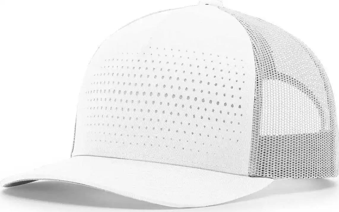 Richardson 163 Laser Cut Five Panel Trucker Caps White Light Gray / Osfm