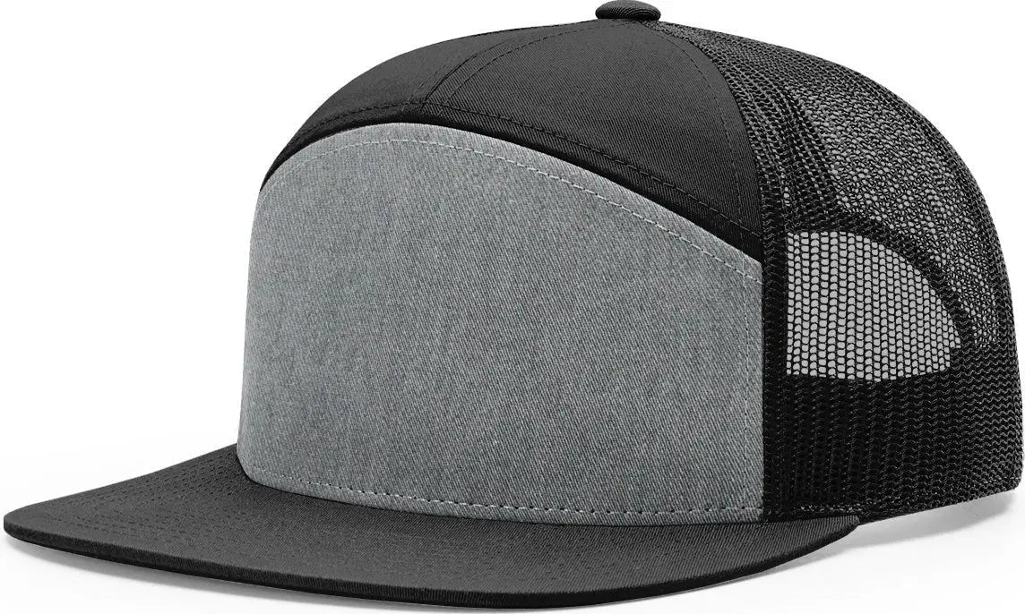 Richardson 168 7 Panel Trucker Cap - Heather Gray Black