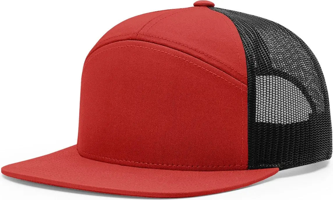 Richardson 168 7 Panel Trucker Cap - Red Black - Osfm