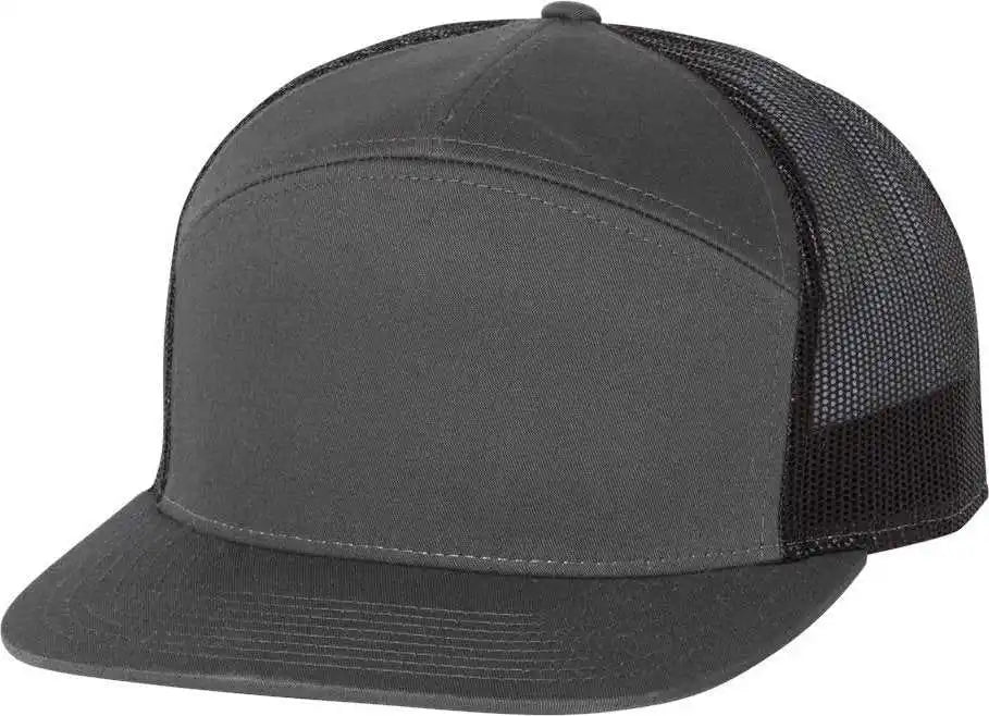 Richardson 168 Seven Panel Trucker Caps Charcoal Black Dark Gray / Osfm