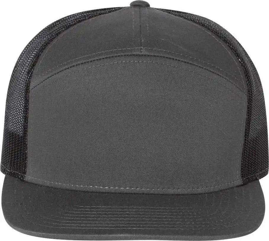 Richardson 168 Seven Panel Trucker Caps Charcoal Black Dark Gray / Osfm