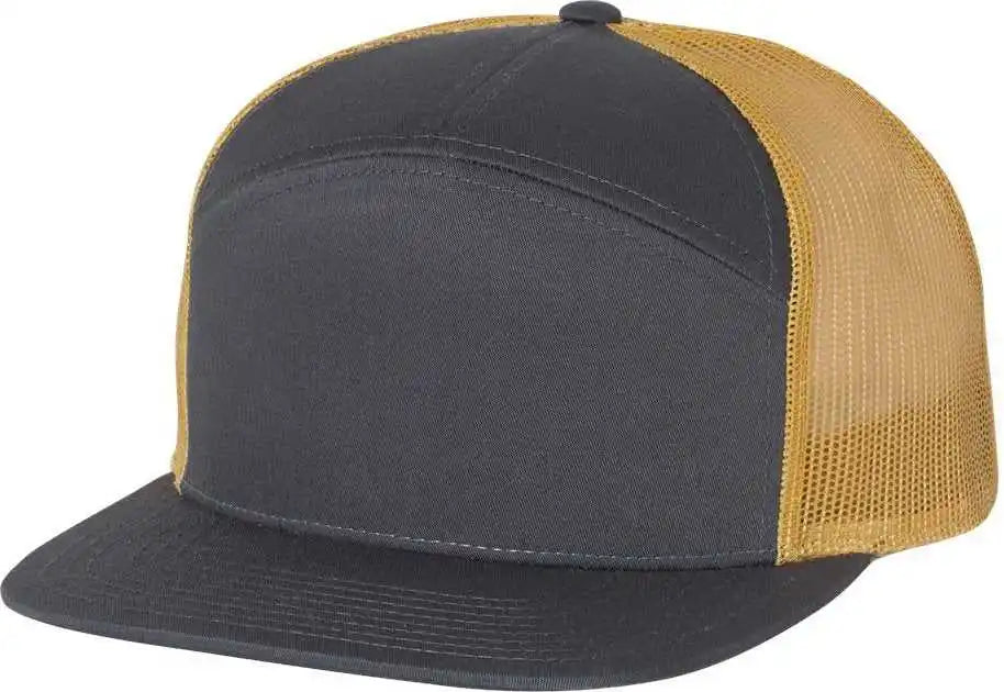 Richardson 168 Seven Panel Trucker Caps Charcoal Old Gold Dark Gray / Osfm