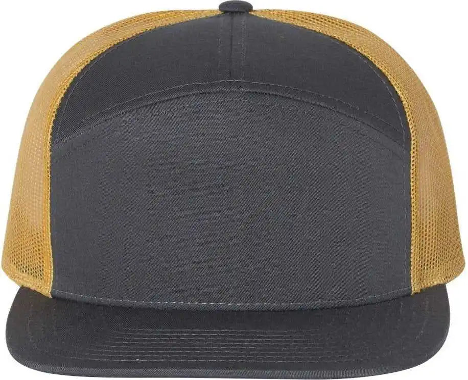Richardson 168 Seven Panel Trucker Caps Charcoal Old Gold Dark Gray / Osfm
