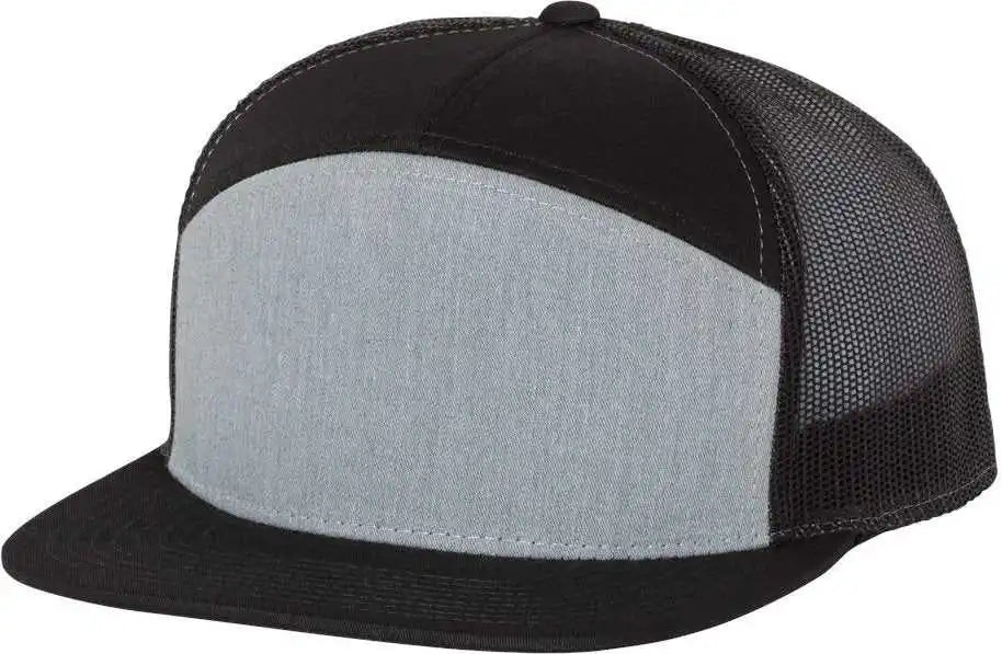 Richardson 168 Seven Panel Trucker Caps Heather Gray Black / Osfm