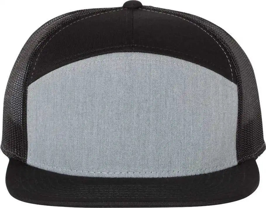 Richardson 168 Seven Panel Trucker Caps Heather Gray Black / Osfm