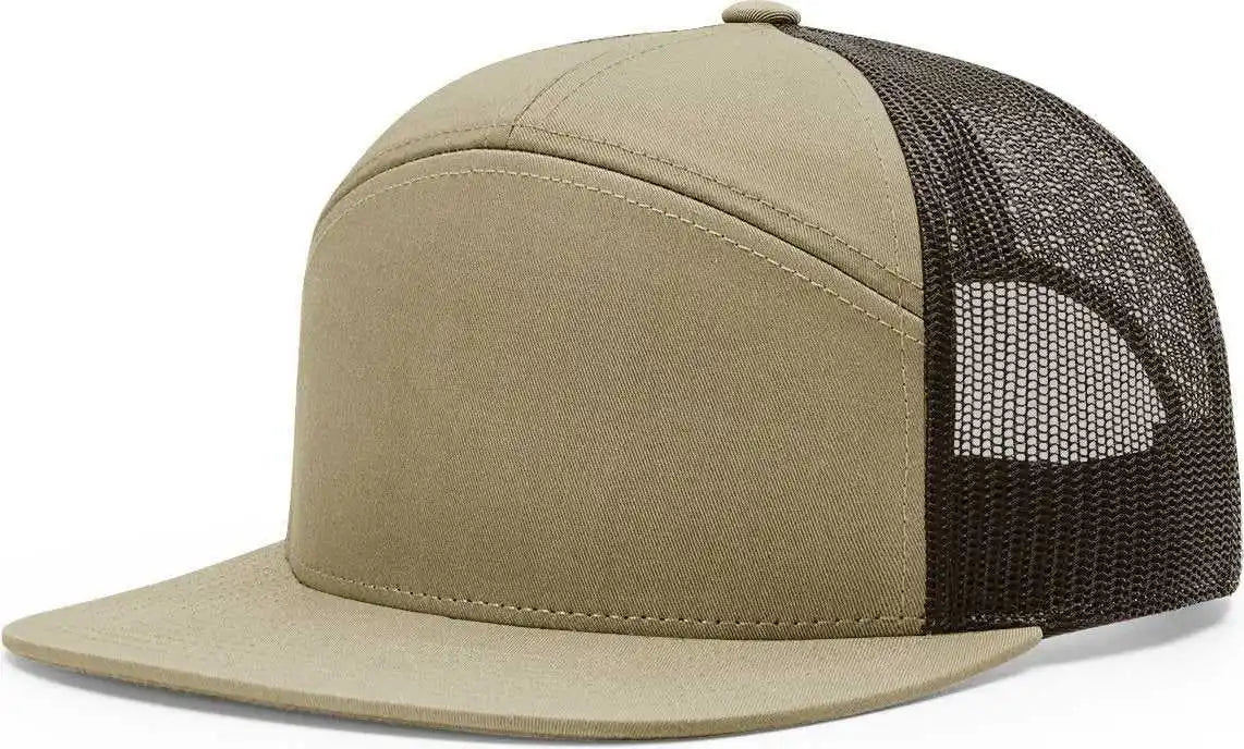 Richardson 168 Seven Panel Trucker Caps Pale Khaki Brown Dark Gray / Osfm