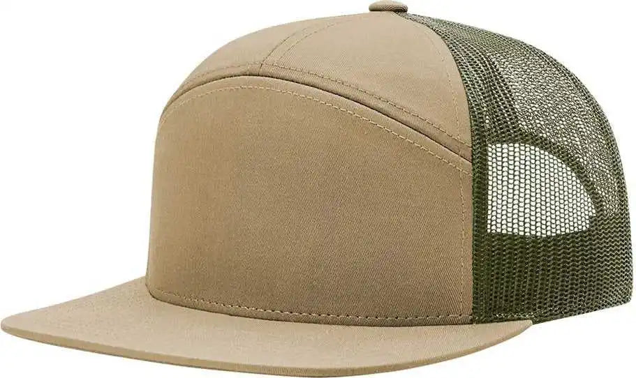 Richardson 168 Seven Panel Trucker Caps Pale Khaki Loden Green Dark Gray / Osfm