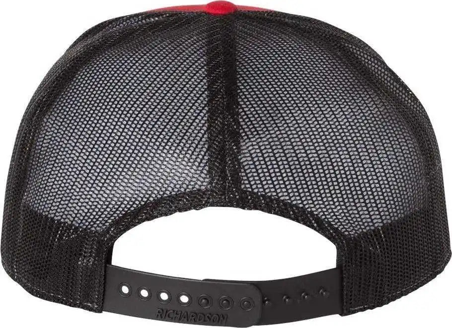 Richardson 168 Seven Panel Trucker Caps Red Black / Osfm