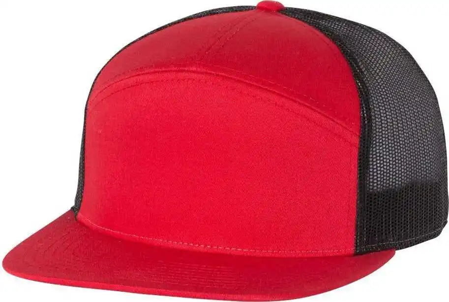Richardson 168 Seven-panel Trucker Caps - Red Black - Osfm