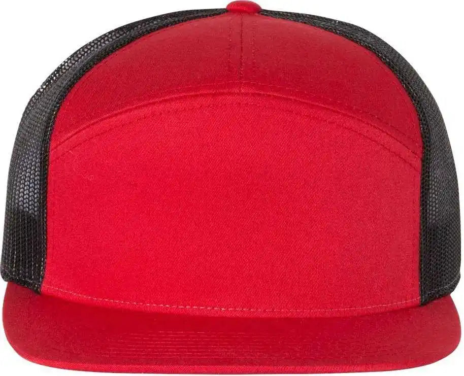 Richardson 168 Seven-panel Trucker Caps - Red Black - Osfm