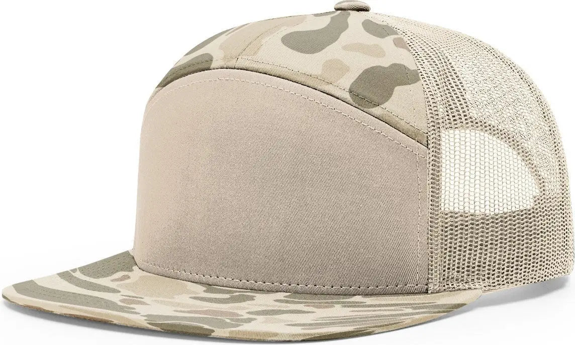 Richardson 168p Printed 7 Panel Trucker Cap - Harvest Duck Camo Sandstone - Sand / Osfm