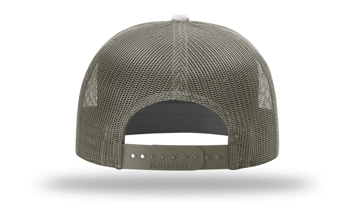 Richardson 168p Printed 7 Panel Trucker Cap - Marsh Duck Camo Brown - Loden / Osfm