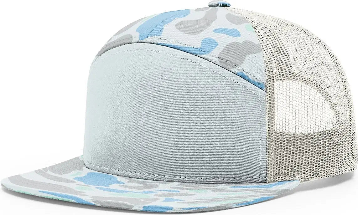Richardson 168p Printed 7 Panel Trucker Cap - Saltwater Duck Camo Ice Gray - Light / Osfm