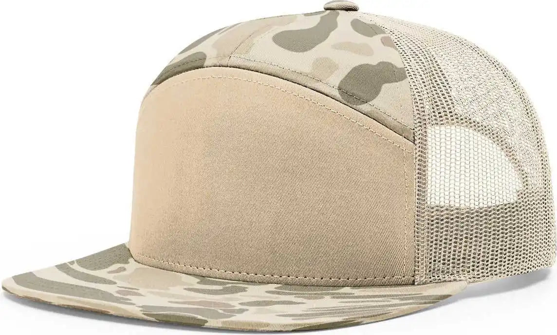 Richardson 168p Printed 7 Panel Trucker Caps Harvest Duck Camo Sandstone Sand / Osfm
