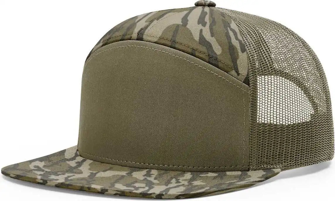 Richardson 168p Printed 7-panel Trucker Caps - Mossy Oak Bottomland Loden - Osfm