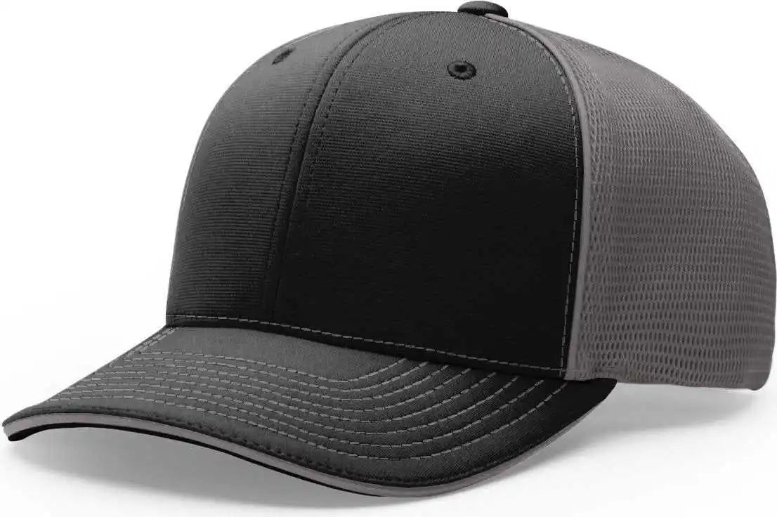 Richardson 172 Fitted Pulse Sportmesh with r Flex Caps Black Charcoal Split Dark Gray / Xs Sm