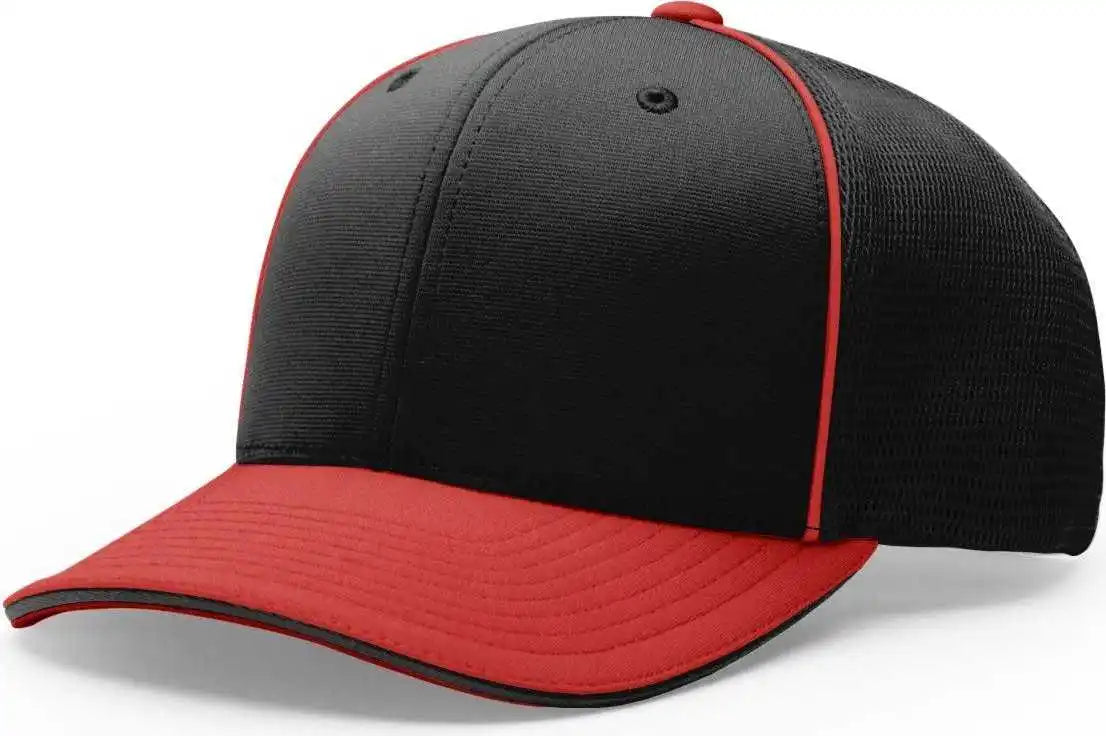 Richardson 172 Fitted Pulse Sportmesh with r Flex Caps Black Red / Xs Sm
