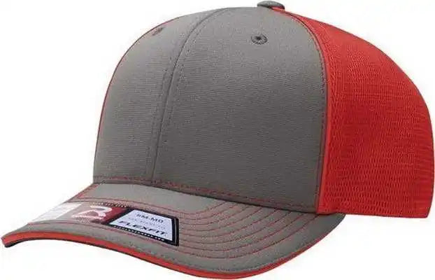 Richardson 172 Fitted Pulse Sportmesh with R-flex Caps - Charcoal Red Split - Dark Gray / Xs-sm
