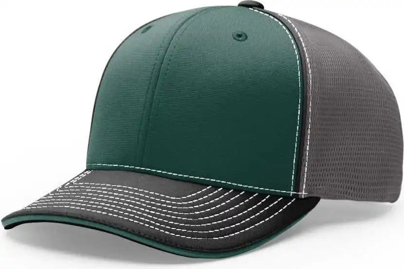 Richardson 172 Fitted Pulse Sportmesh with r Flex Caps Dark Green Charcoal Black Tri Forest Gray / Xs Sm