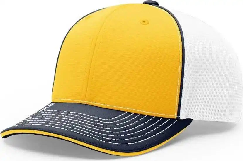 Richardson 172 Fitted Pulse Sportmesh with R-flex Caps - Gold White Navy Tri - Xs-sm