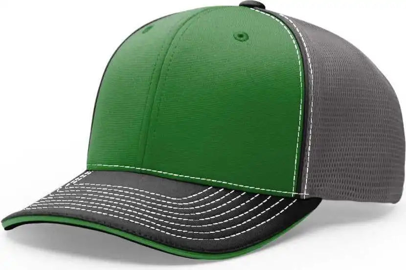 Richardson 172 Fitted Pulse Sportmesh with R-flex Caps - Kelly Charcoal Black Tri - Dark Gray / Xs-sm