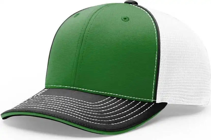 Richardson 172 Fitted Pulse Sportmesh with R-flex Caps - Kelly White Black Tri - Xs-sm