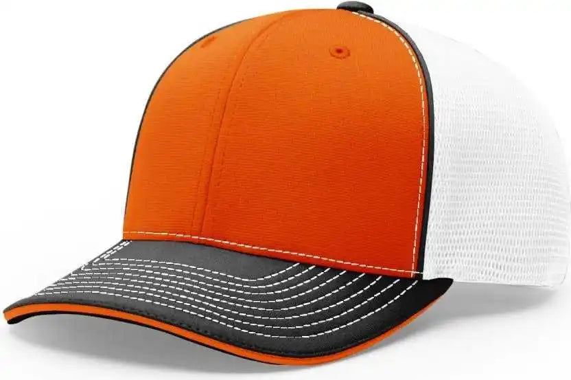 Richardson 172 Fitted Pulse Sportmesh with R-flex Caps - Orange White Black Tri - Xs-sm