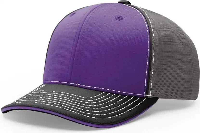 Richardson 172 Fitted Pulse Sportmesh with r Flex Caps Purple Charcoal Black Tri Dark Gray / Xs Sm