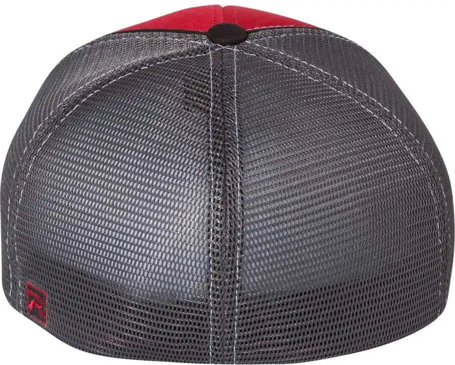 Richardson 172 Fitted Pulse Sportmesh with r Flex Caps Red Charcoal Black Tri
