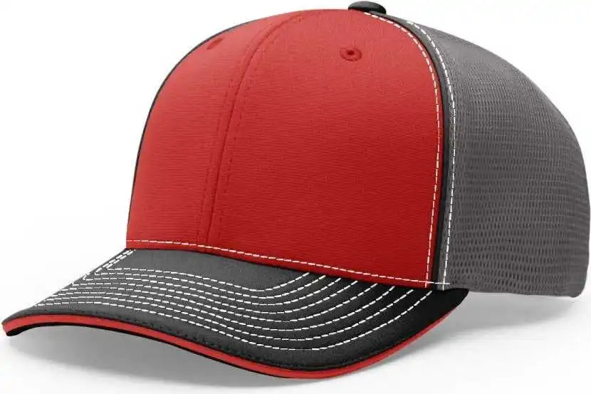 Richardson 172 Fitted Pulse Sportmesh with r Flex Caps Red Charcoal Black Tri Dark Gray / Xs Sm