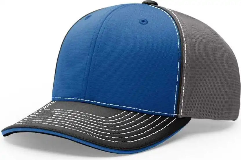 Richardson 172 Fitted Pulse Sportmesh with R-flex Caps - Royal Charcoal Black Tri - Dark Gray / Xs-sm