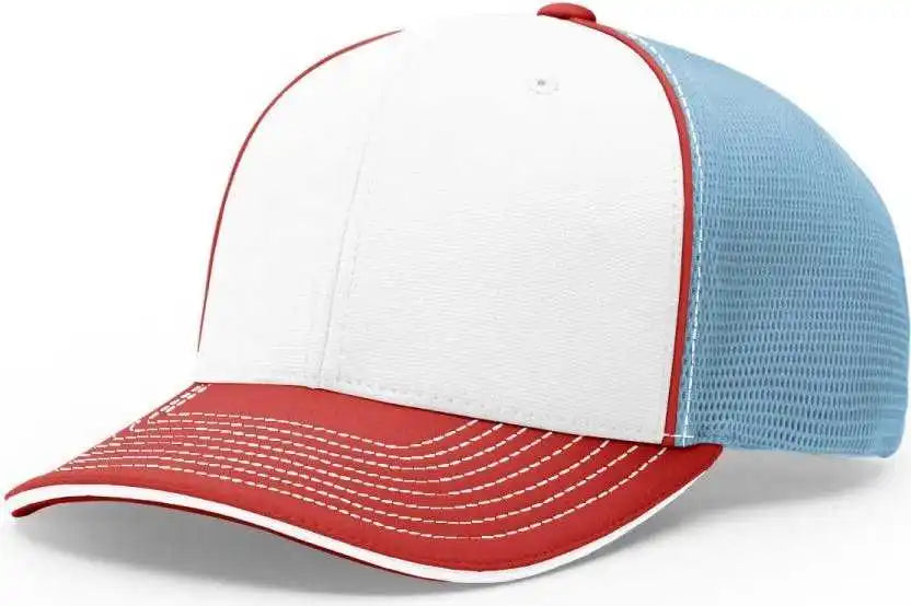 Richardson 172 Fitted Pulse Sportmesh with R-flex Caps - White Columbia Blue Red Tri - Xs-sm