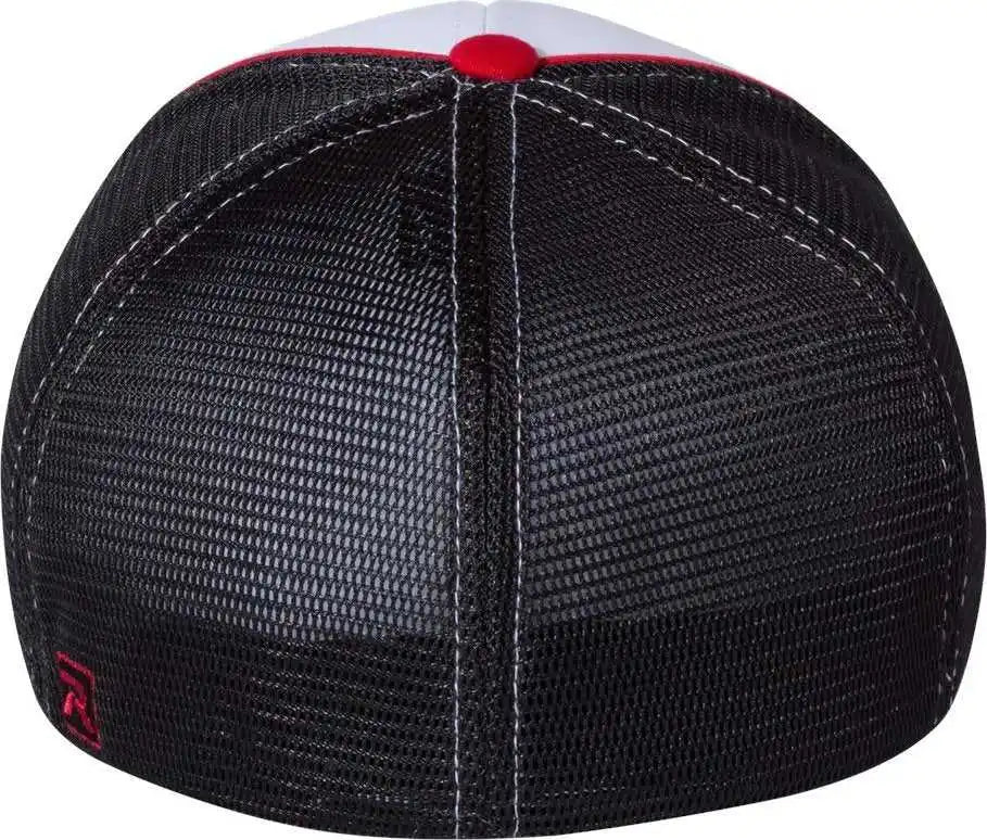 Richardson 172 Fitted Pulse Sportmesh with r Flex Caps White Black Red Tri