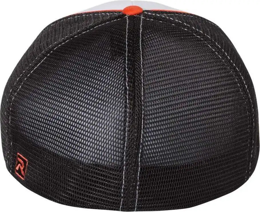 Richardson 172 Fitted Pulse Sportmesh with r Flex Caps White Black Orange Tri