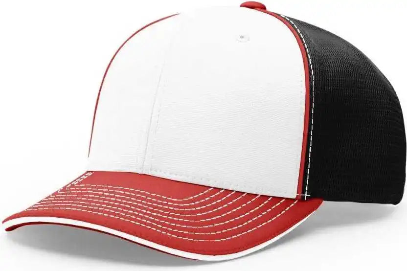 Richardson 172 Fitted Pulse Sportmesh with r Flex Caps White Black Red Tri / Xs Sm