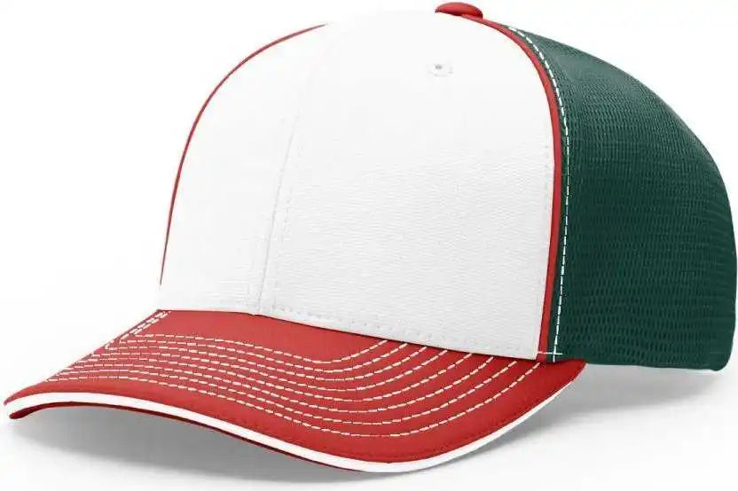 Richardson 172 Fitted Pulse Sportmesh with r Flex Caps White Dark Green Red Forest / Xs Sm