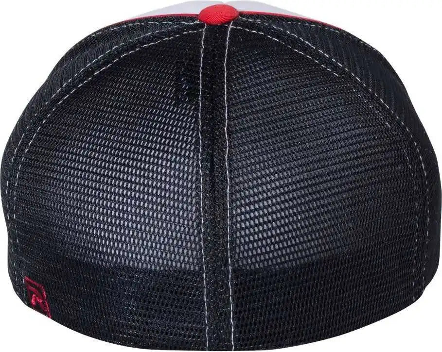 Richardson 172 Fitted Pulse Sportmesh with r Flex Caps White Navy Red Tri