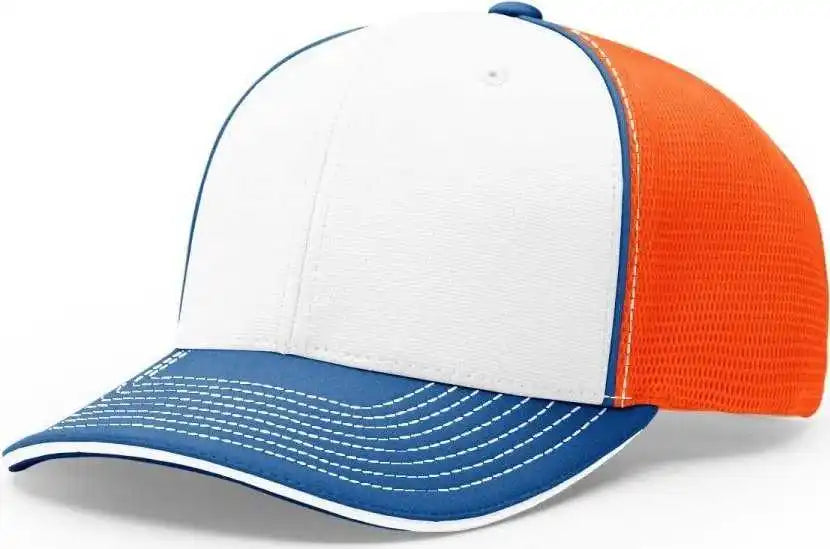 Richardson 172 Fitted Pulse Sportmesh with R-flex Caps - White Neon Orange Royal - Xs-sm