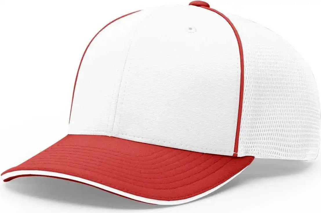 Richardson 172 Fitted Pulse Sportmesh with R-flex Caps - White Red - Lg-xl