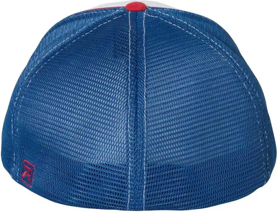Richardson 172 Fitted Pulse Sportmesh with R-flex Caps - White Royal Red Tri