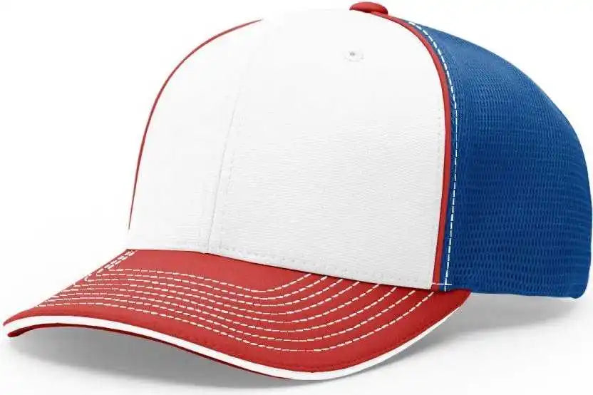 Richardson 172 Fitted Pulse Sportmesh with R-flex Caps - White Royal Red Tri - Xs-sm