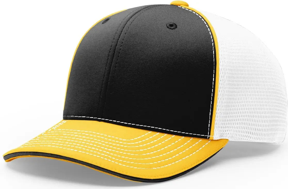 Richardson 172 Pulse Sportmesh R-flex Cap - Black White Gold