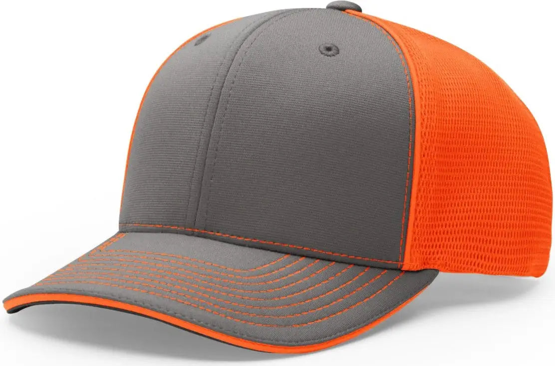 Richardson 172 Pulse Sportmesh R-flex Cap - Charcoal Neon Orange - Dark Gray / Xs-sm