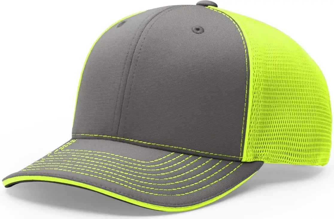 Richardson 172 Pulse Sportmesh R-flex Cap - Charcoal Neon Yellow