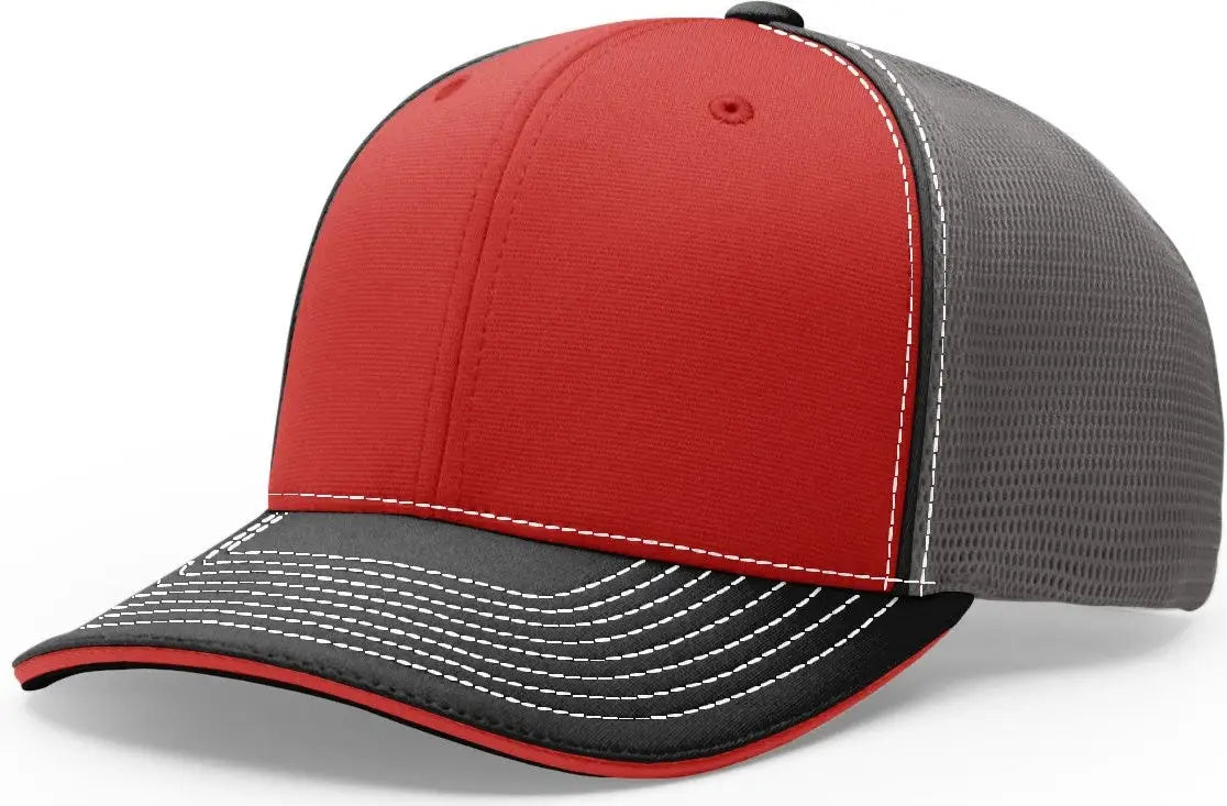 Richardson 172 Pulse Sportmesh R-flex Cap - Red Charcoal Black