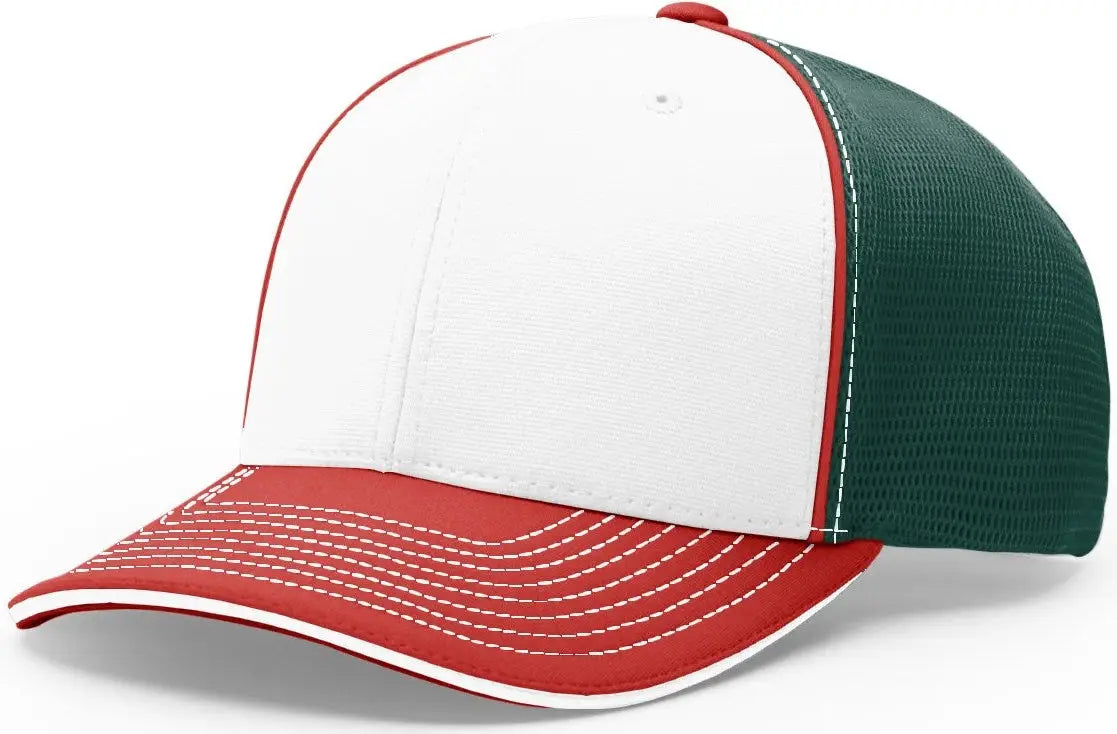 Richardson 172 Pulse Sportmesh R-flex Cap - White Dark Green Red - Forest / Lg-xl