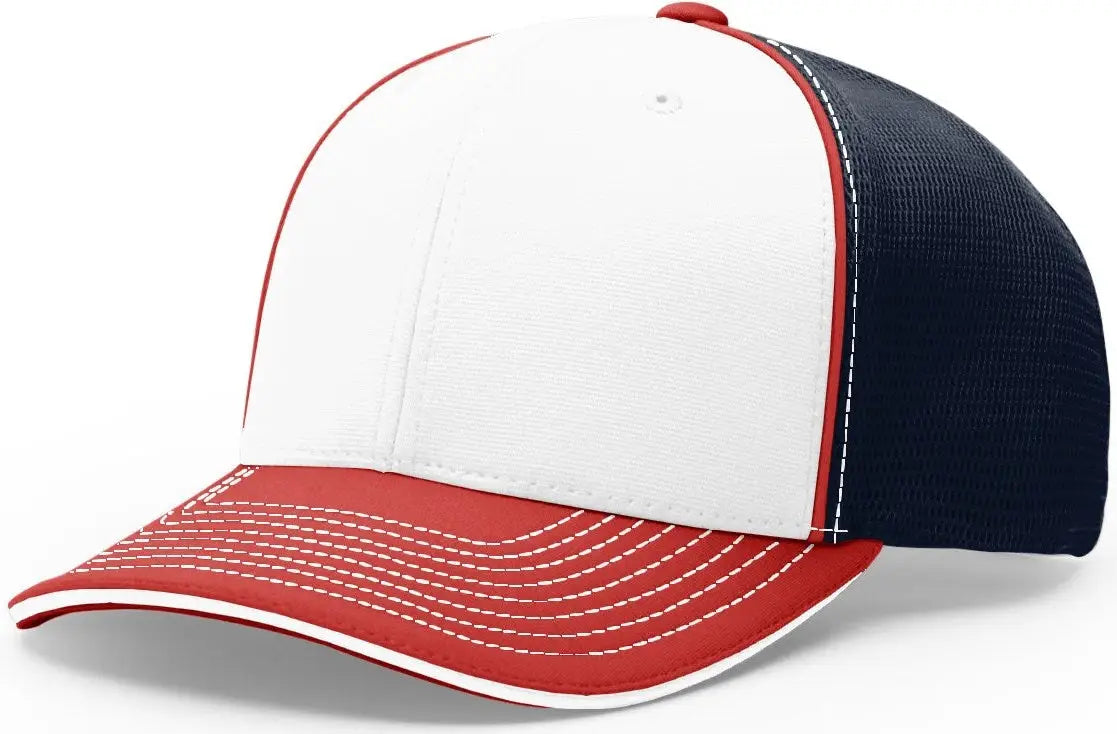 Richardson 172 Pulse Sportmesh R-flex Cap - White Navy Red