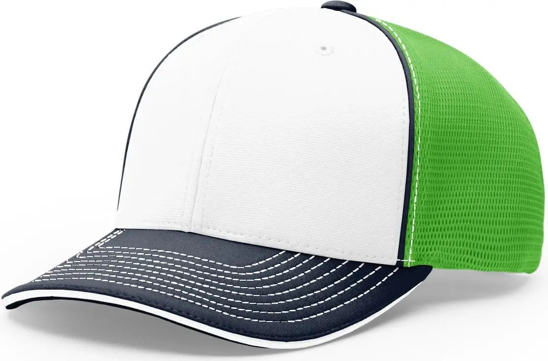 Richardson 172 Pulse Sportmesh R-flex Cap - White Neon Green Navy