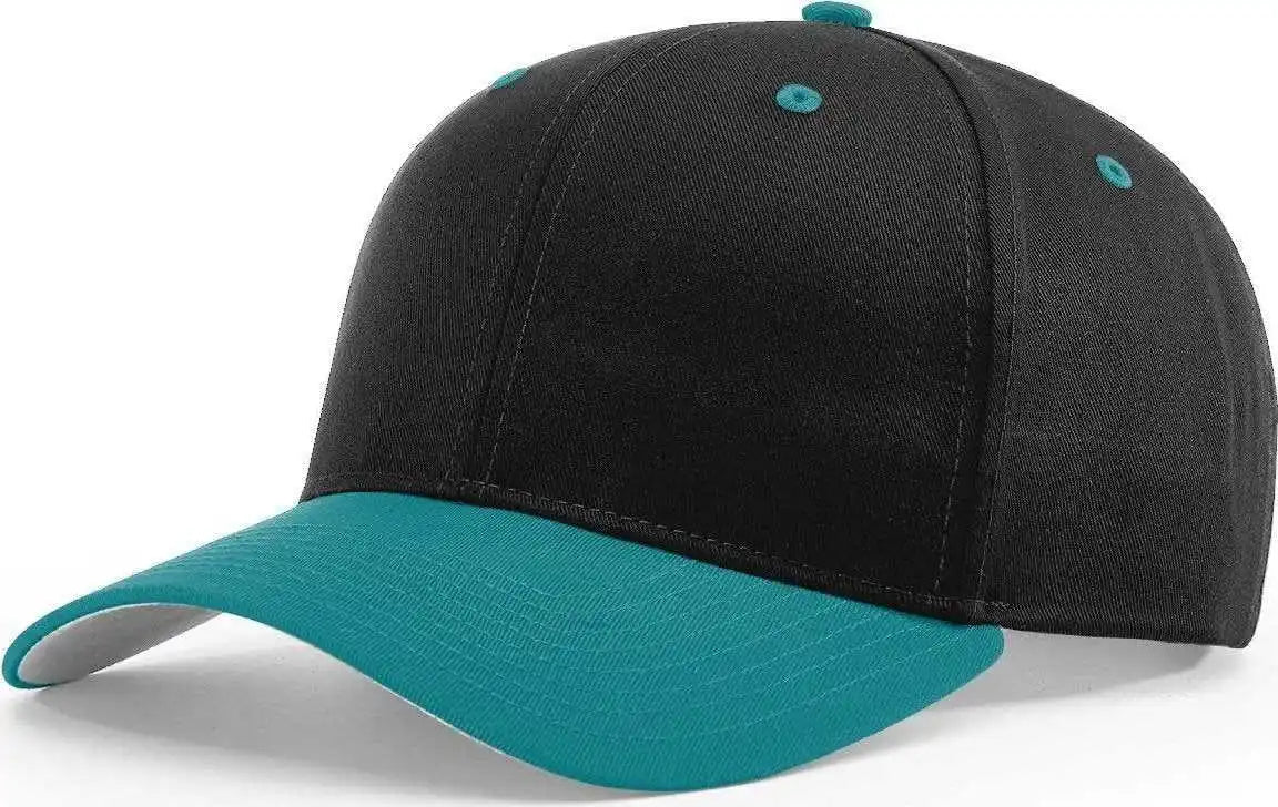 Richardson 212 Pro Twill Snapback Caps - Black Blue Teal - Sm