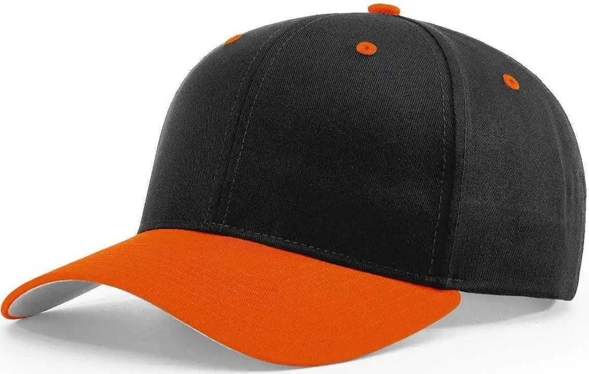 Richardson 212 Pro Twill Snapback Caps - Black Orange - Sm